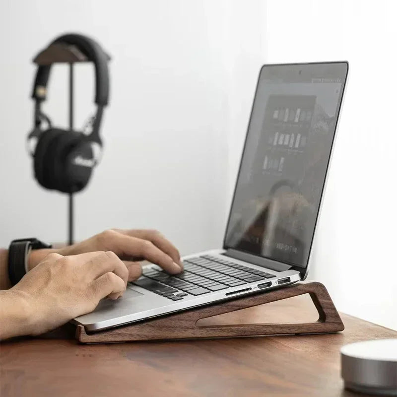 Laptop Stand, Wooden Vertical Laptop Stand for Desk, Bamboo Laptop Stand Compatible with Macbook Air Pro/Dell Xps/Surface Pro/Hp/Pixelbook/Lenovo,