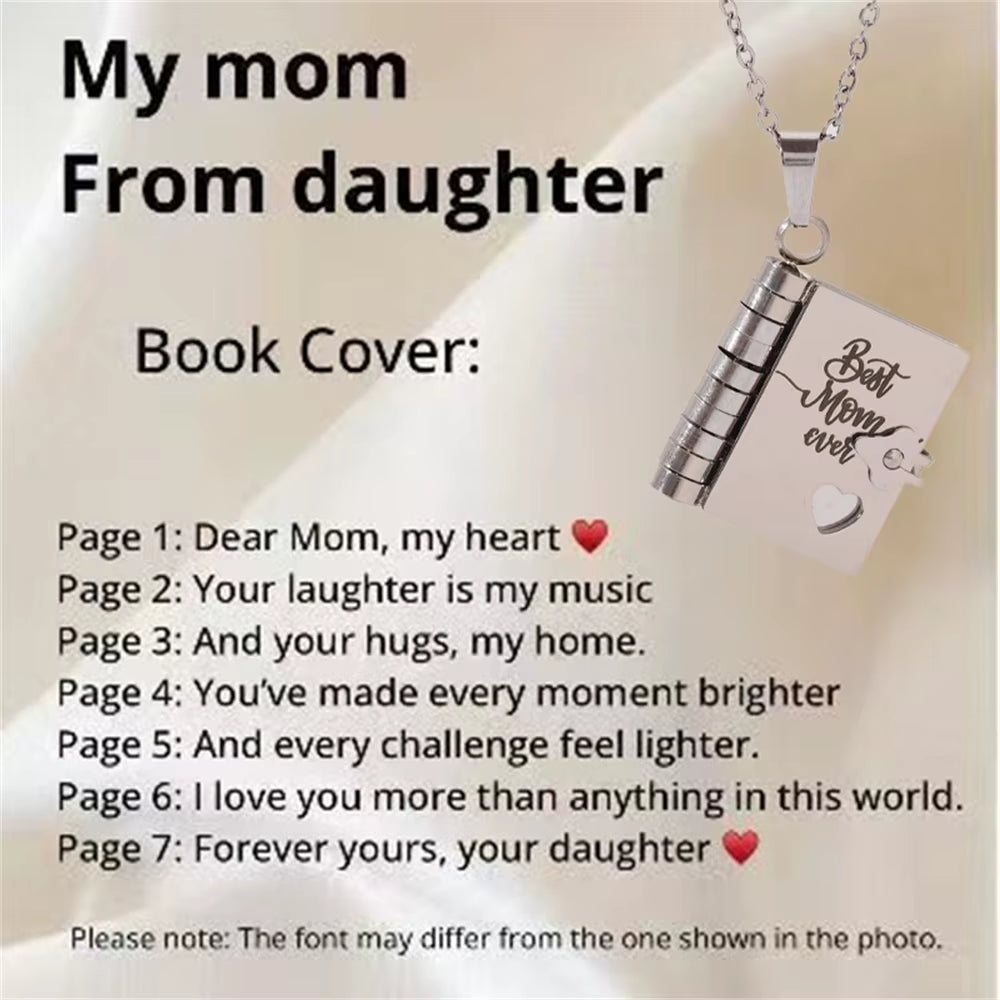 Openable Book Locket Pendant Necklace My Son Daughter Book Necklaces Girl Boy Graduation Jewelry Steel Choker Birthday Gift
