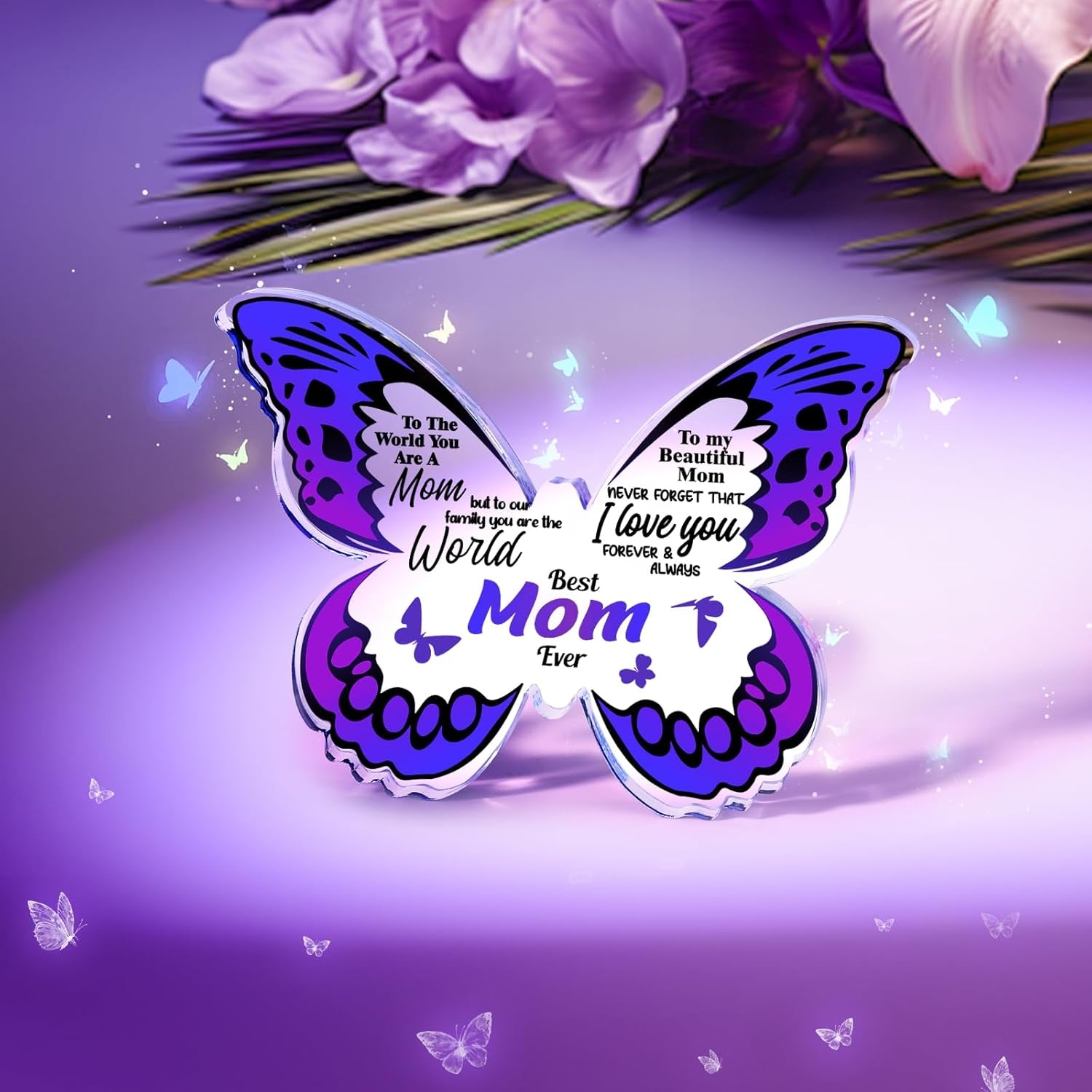 Christmas Gifts for Mom from Daughter Son: Relaxing Spa Gift Basket Set with Butterfly Acrylic Keepsake, Unique Birthday Present for Wife Grandma Her Friend Sister, Mothers Day, Thanksgiving