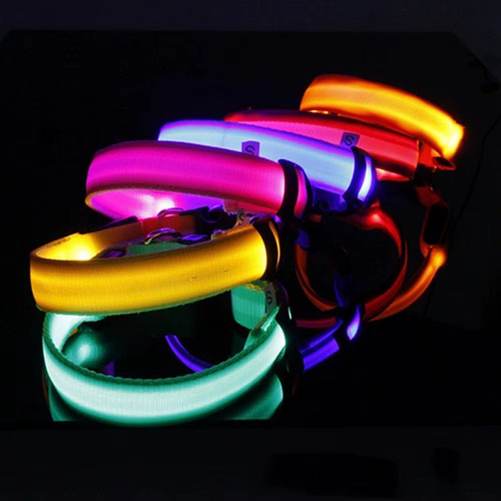 LED Dog Anti-Lost Collar Glowing Luminous LED Light Pet Collar Collar for Small Medium Large Dogs Collars Leads Safety Necklace