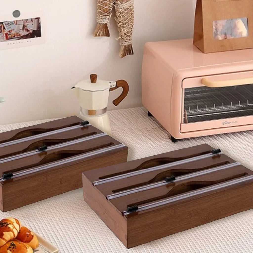 Wrapneat 3 in 1, 2In 1, 4 in 1, and 1 in 1, Wrap Organizer with Cutter and Labels, Plastic Wrap, Aluminum Foil and Wax Bamboo Dispenser for Kitchen Storage Organization Holder for 12" Roll