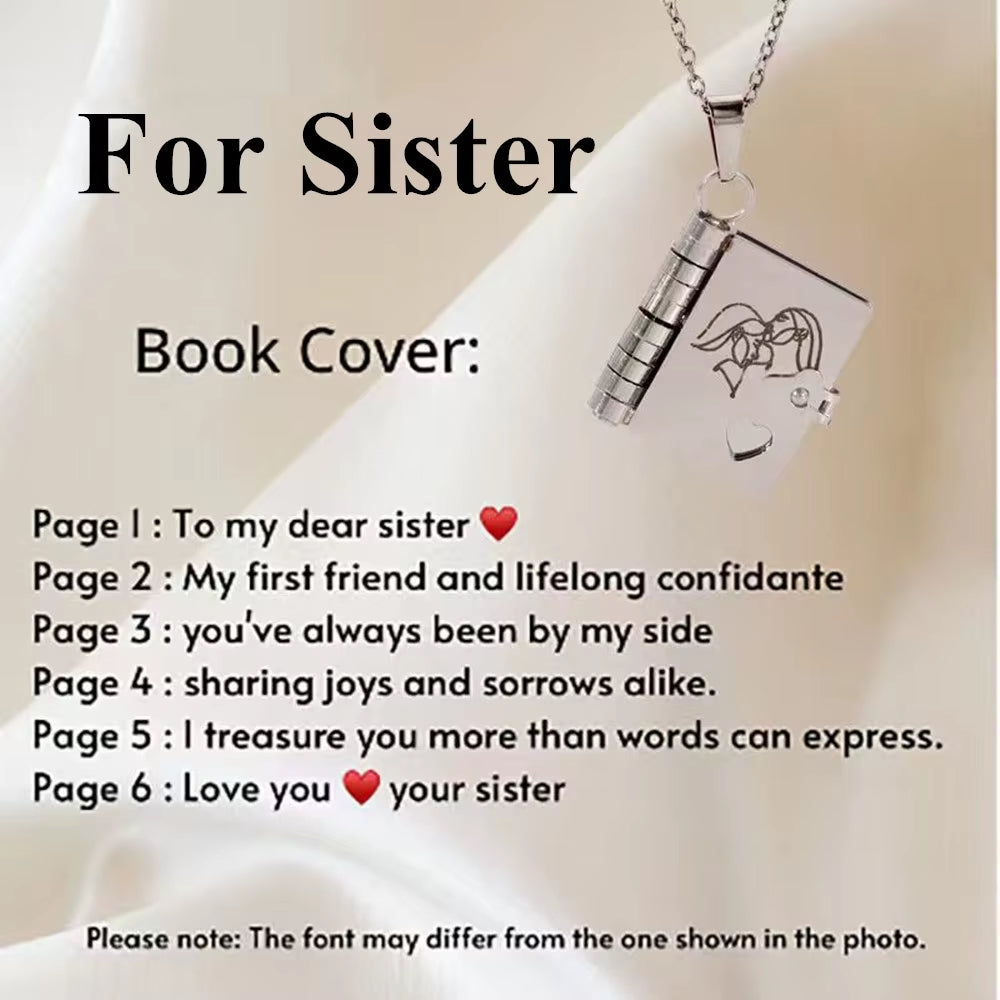 Openable Book Locket Pendant Necklace My Son Daughter Book Necklaces Girl Boy Graduation Jewelry Steel Choker Birthday Gift