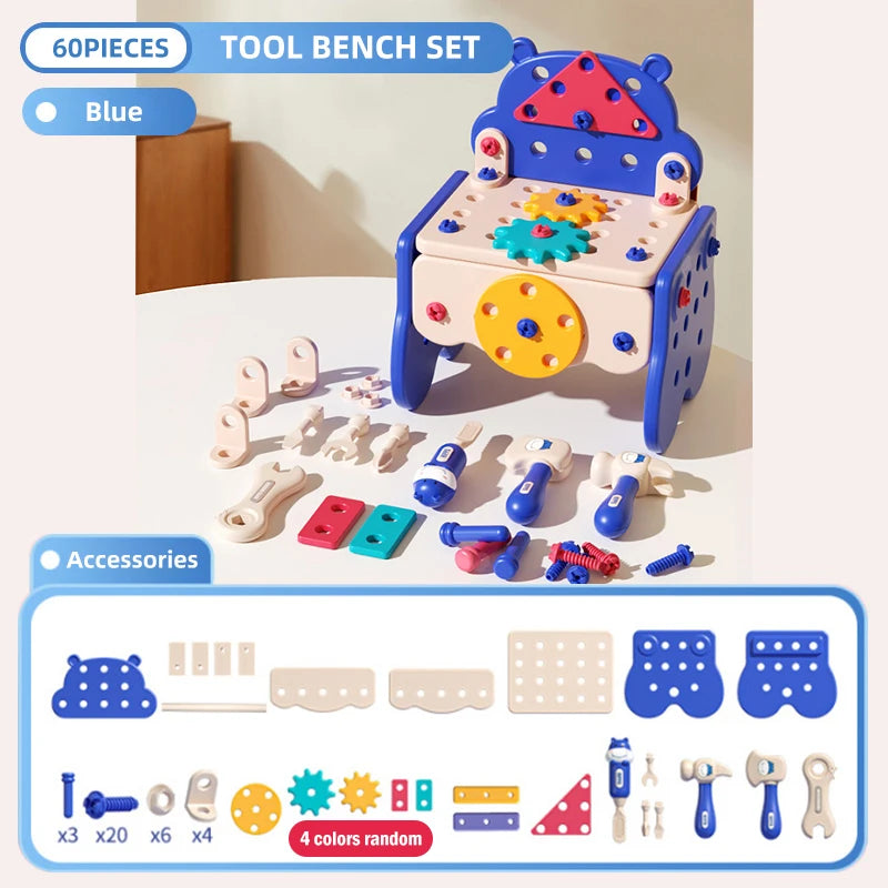 Children's Tool Set with Electric Toy Drill Kids Power Construction Toy Pretend Play Toy Tools Kit for Toddler Boys Girls Child
