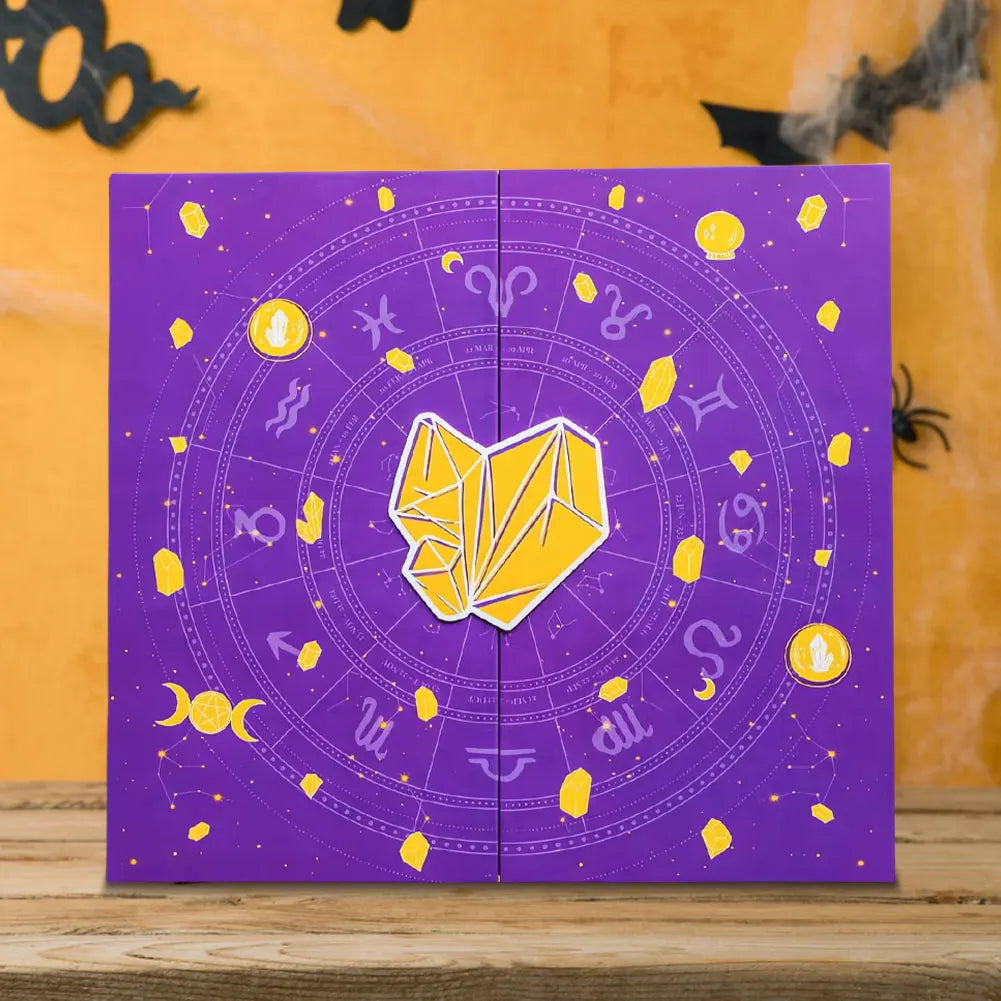 Reiki Crystal Advent Calendar 2025 Halloween Decoration Countdown Calendar Gift Box 24 Day Healing Stones Gifts for Kids Adults