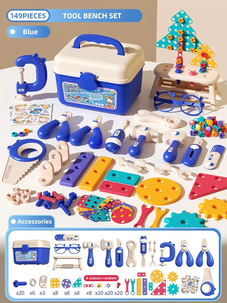 Children's Tool Set with Electric Toy Drill Kids Power Construction Toy Pretend Play Toy Tools Kit for Toddler Boys Girls Child