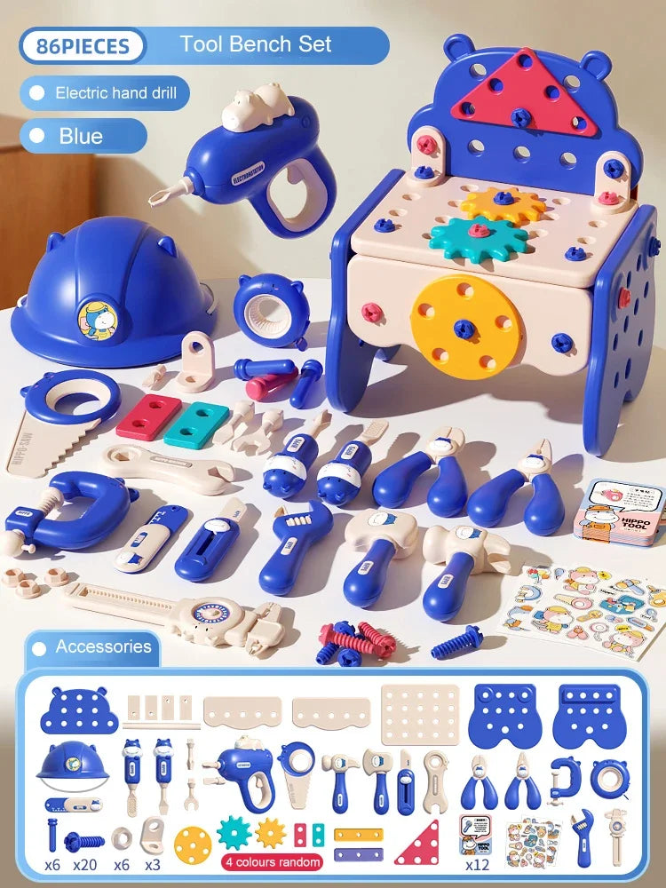 Children's Tool Set with Electric Toy Drill Kids Power Construction Toy Pretend Play Toy Tools Kit for Toddler Boys Girls Child