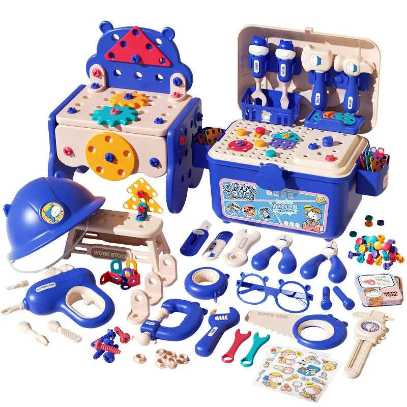Children's Tool Set with Electric Toy Drill Kids Power Construction Toy Pretend Play Toy Tools Kit for Toddler Boys Girls Child
