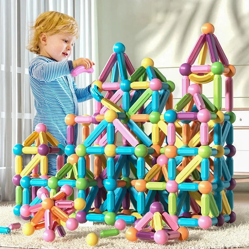 Magnet Ball Sticks Rod Games Magnetic Construction Set 188PCS Magnetic Building Blocks Toy Montessori Educational Toys for Kids