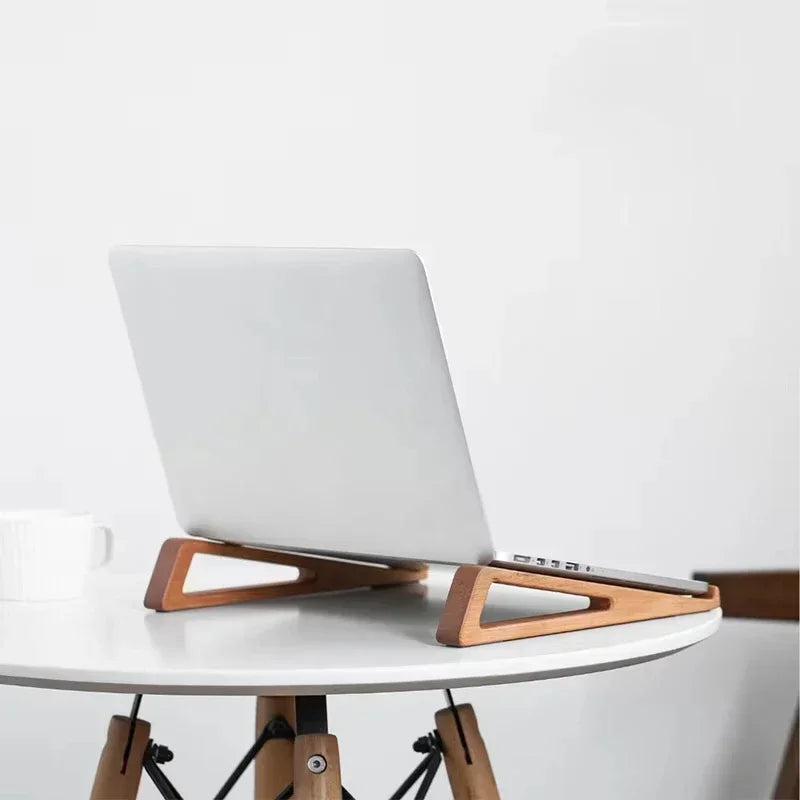 Laptop Stand, Wooden Vertical Laptop Stand for Desk, Bamboo Laptop Stand Compatible with Macbook Air Pro/Dell Xps/Surface Pro/Hp/Pixelbook/Lenovo,