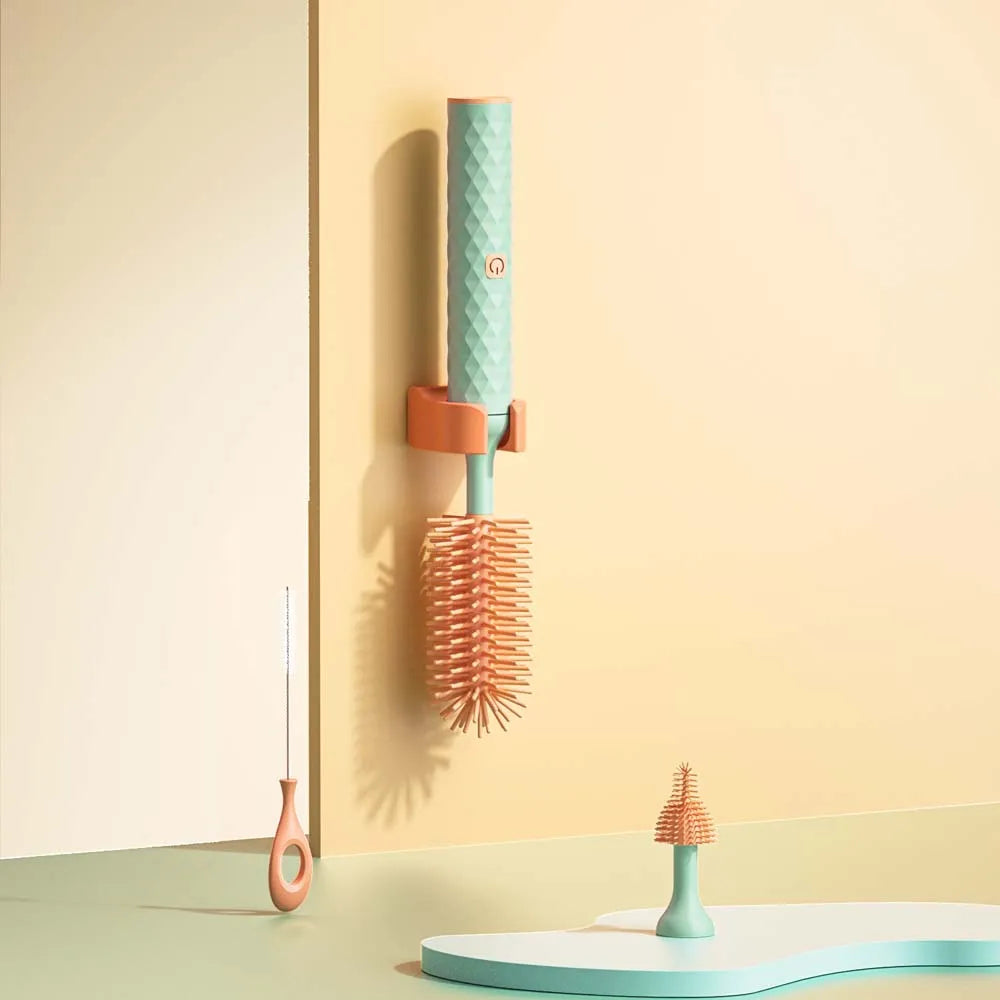 Electric 360-Degree Rotating Silicone Bottle Brush Set for Baby Pacifiers with 1200mAh Lithium Battery