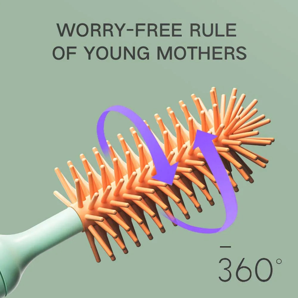 Electric 360-Degree Rotating Silicone Bottle Brush Set for Baby Pacifiers with 1200mAh Lithium Battery