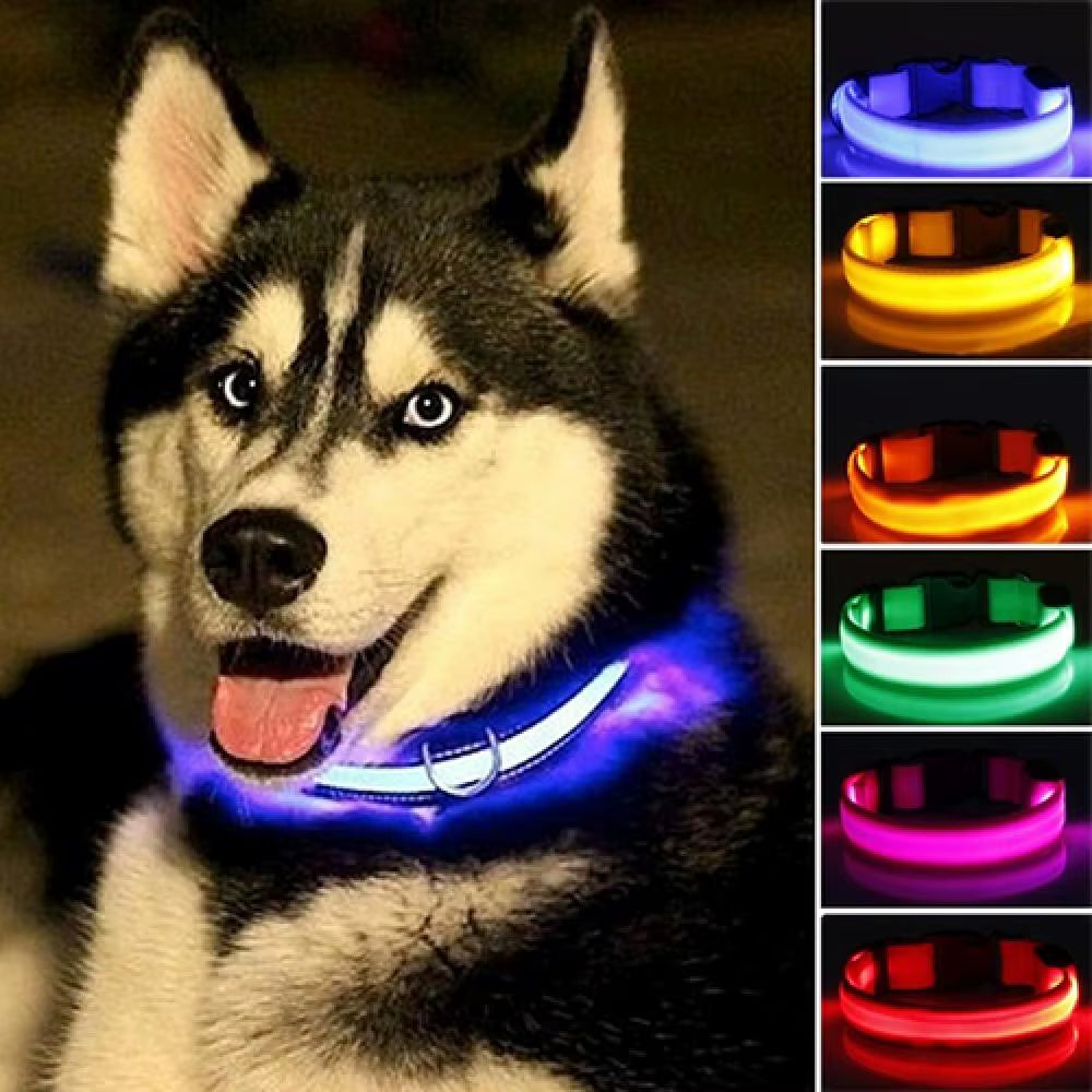 LED Dog Anti-Lost Collar Glowing Luminous LED Light Pet Collar Collar for Small Medium Large Dogs Collars Leads Safety Necklace