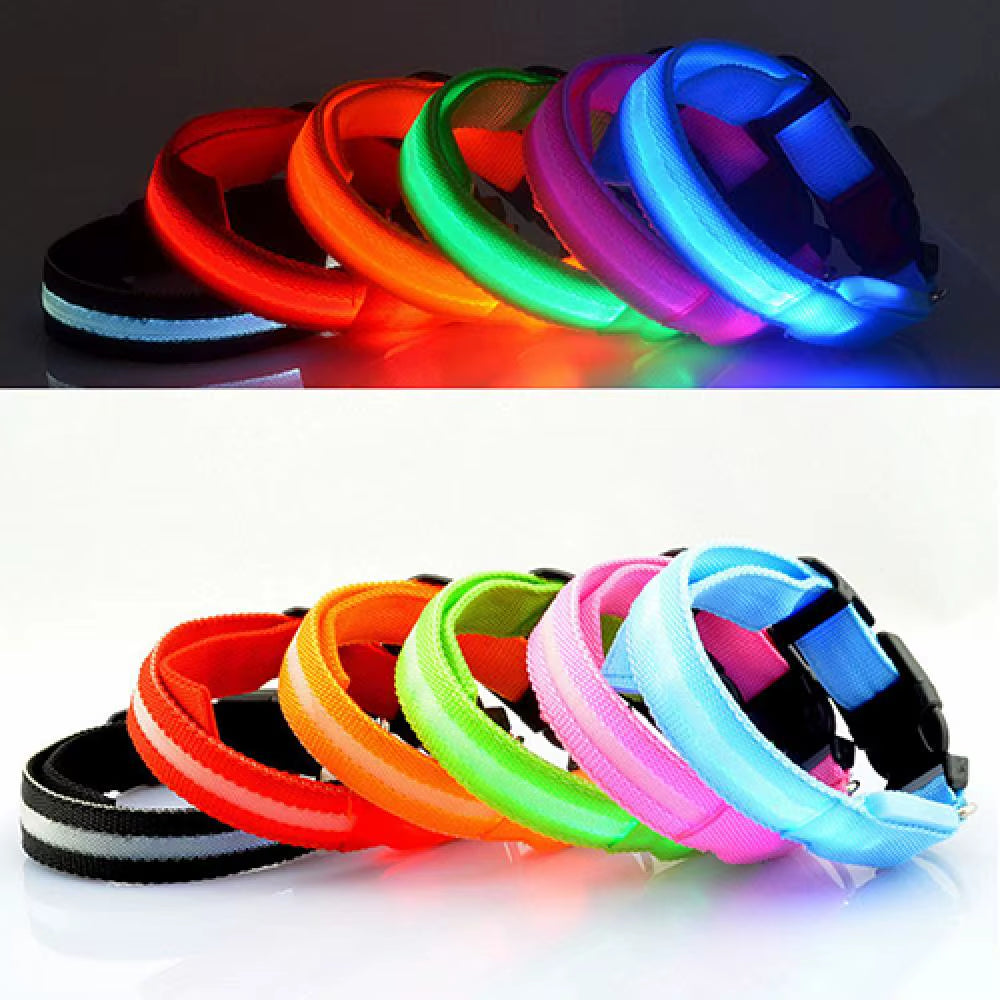 LED Dog Anti-Lost Collar Glowing Luminous LED Light Pet Collar Collar for Small Medium Large Dogs Collars Leads Safety Necklace